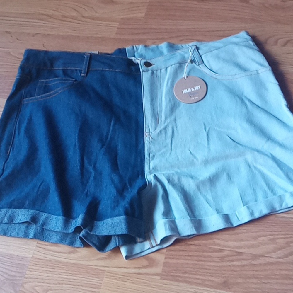 Two-Tone High-Waist Women's Shorts - Dark Blue & Light Blue NEVER OPENED!!